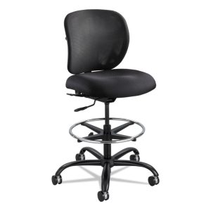 Vue Heavy-Duty Extended-Height Stool, Supports Up To 350 Lb, 23" To 32.5" Seat Height, Black Fabric