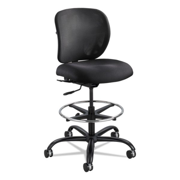 Vue Heavy-Duty Extended-Height Stool, Supports Up To 350 Lb, 23" To 32.5" Seat Height, Black Fabric