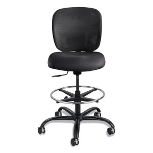 Vue Heavy-Duty Extended-Height Stool, Supports Up To 350 Lb, 23" To 32.5" Seat Height, Black Vinyl Seat, Black Base