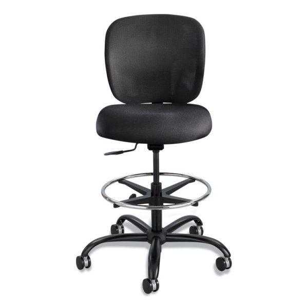 Vue Heavy-Duty Extended-Height Stool, Supports Up To 350 Lb, 23" To 32.5" Seat Height, Black Vinyl Seat, Black Base