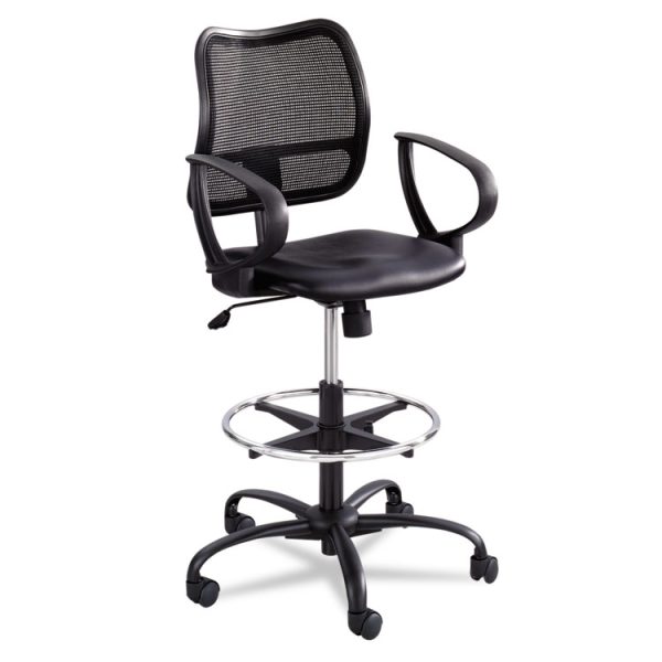Vue Series Mesh Extended-Height Chair, Supports Up To 250 Lb, 23" To 33" Seat Height, Black Vinyl Seat, Black Base - Image 2