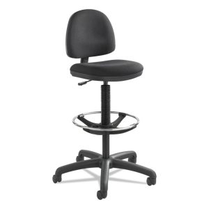 Precision Extended-Height Swivel Stool, Adjustable Footring, Supports Up To 250 Lb, 23" To 33" Seat Height, Black Fabric