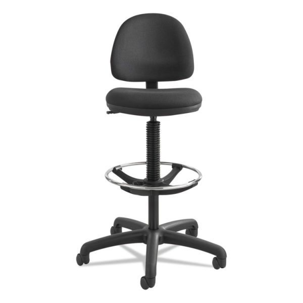 Precision Extended-Height Swivel Stool, Adjustable Footring, Supports Up To 250 Lb, 23" To 33" Seat Height, Black Fabric - Image 2