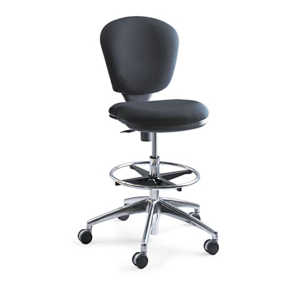 Metro Collection Extended-Height Chair, Supports Up To 250 Lb, 23" To 33" Seat Height, Black Seat/back, Chrome Base - Image 6