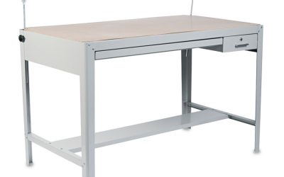 Precision Four-Post Drafting Table Base, 56.5w X 30.5d X 35.5h, Gray