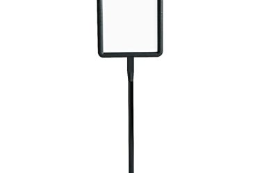 WriteWay Double-Sided Magnetic Dry Erase Standing Message Sign, Rectangle, 65″ Tall Black Stand, 14.25 x 22.25 White Face