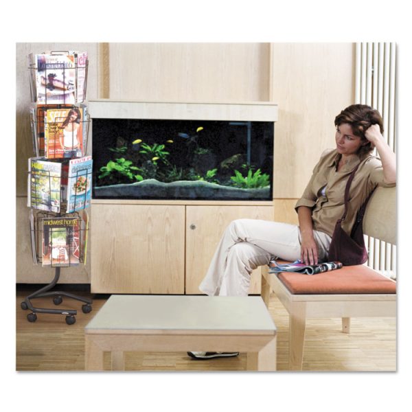 Wire Rotary Display Racks, 16 Compartments, 15w X 15d X 60h, Charcoal - Image 4