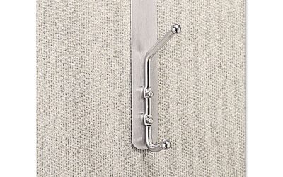 Over-The-Panel Double-Garment Hook, Satin Aluminum/chrome