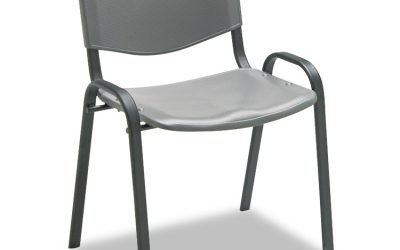 Stacking Chair, Supports Up to 250 lb, 18″ Seat Height, Charcoal Seat, Charcoal Back, Black Base, 4/Carton