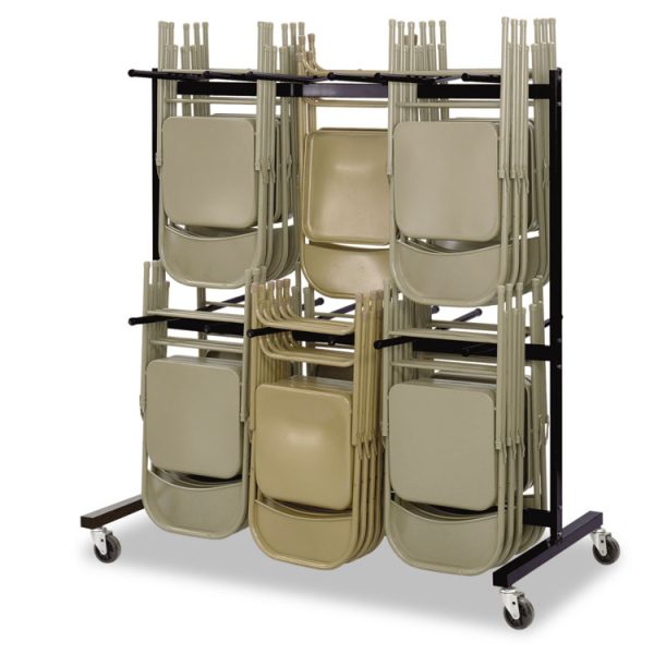Two-Tier Chair Cart, Two-Sided 12-Section Hang-Hook Format, Metal, 64.5" x 33.5" x 70.25", Black - Image 2