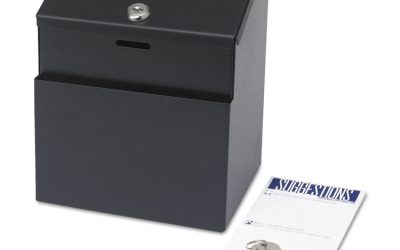 Steel Suggestion/key Drop Box With Locking Top, 7 X 6 X 8.5, Black Powder Coat Finish