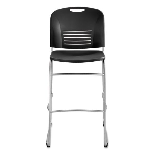 Vy Sled Base Bistro Chair, Supports Up to 350 lb, 30.5" Seat Height, Black Seat, Black Back, Silver Base - Image 2