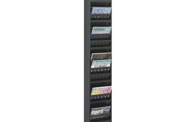 Steel Magazine Rack, 23 Compartments, 10w X 4d X 65.5h, Black