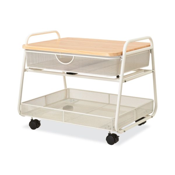 Onyx Under Desk Machine Stand, Metal, 1 Shelf, 1 Drawer, 1 Bin, 100 lb Capacity, 21" x 16" x 17.5", White - Image 2