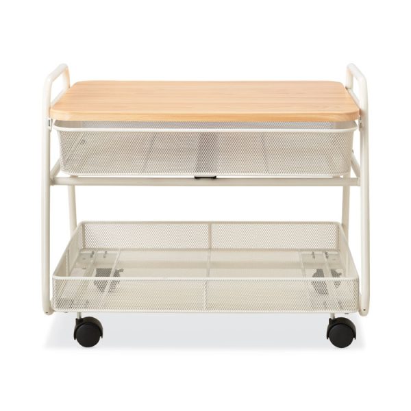 Onyx Under Desk Machine Stand, Metal, 1 Shelf, 1 Drawer, 1 Bin, 100 lb Capacity, 21" x 16" x 17.5", White - Image 3