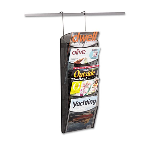 Onyx Mesh Literature Rack, Five Compartments, 10.25w X 3.5d X 28.33h, Black - Image 3