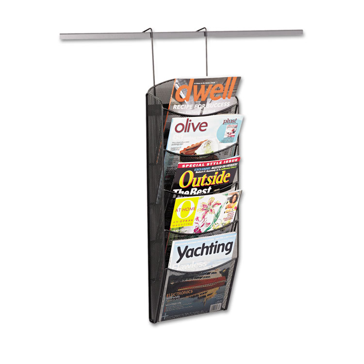 Onyx Mesh Literature Rack, Five Compartments, 10.25w X 3.5d X 28.33h, Black - Image 3