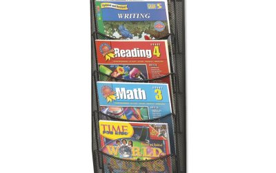 Onyx Mesh Literature Rack, Five Compartments, 10.25w X 3.5d X 28.33h, Black