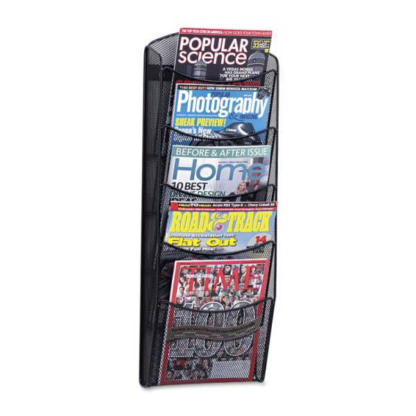 Onyx Mesh Literature Rack, Five Compartments, 10.25w X 3.5d X 28.33h, Black - Image 2