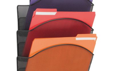 Onyx Mesh Wall Pockets, 3 Sections, Letter Size, 12″ x 3.25″ x 17.25″, Black