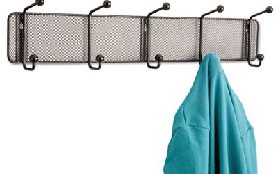 Onyx Mesh Wall Racks, 5 Hook, 26.75w x 3d x 5.5h, Black