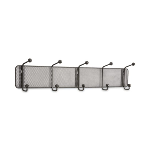 Onyx Mesh Wall Racks, 5 Hook, 26.75w x 3d x 5.5h, Black - Image 3