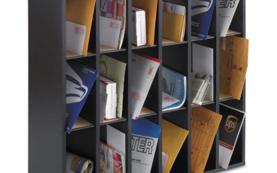 Wood Mail Sorter with Adjustable Dividers, Stackable, 18 Compartments, 33.75 x 12 x 32.75, Black