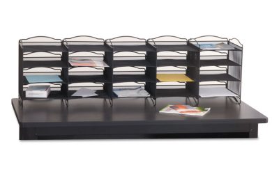 Onyx Mesh Literature Sorter, 20 Compartments, 19 X 15.25 X 59, Black