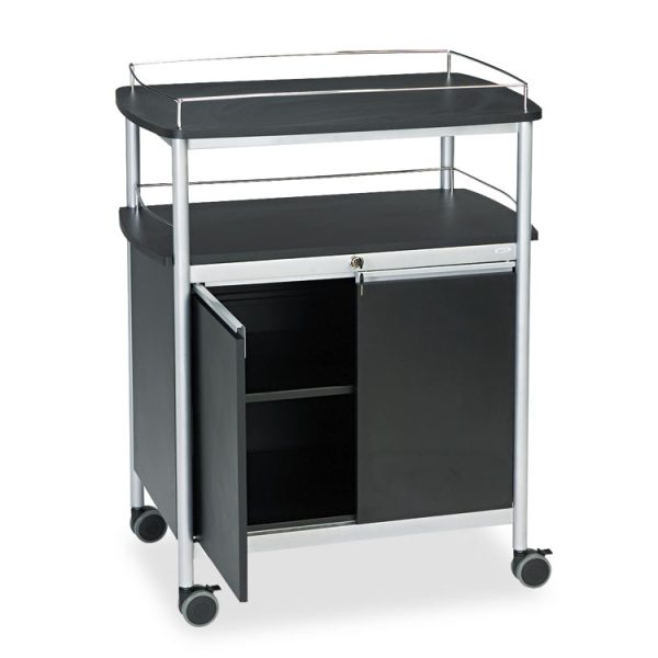 Mobile Beverage Cart, Plastic, 4 Shelves, 33.5" x 21.75" x 43", Black - Image 2