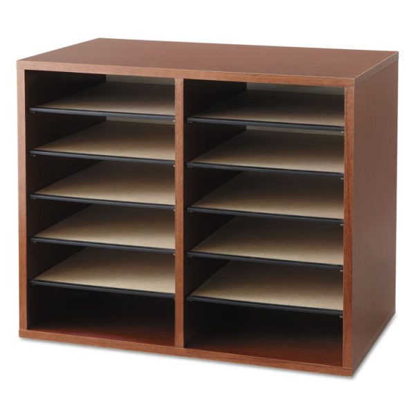 Fiberboard Literature Sorter, 12 Compartments, 19.63 x 11.88 x 16.13, Cherry - Image 7