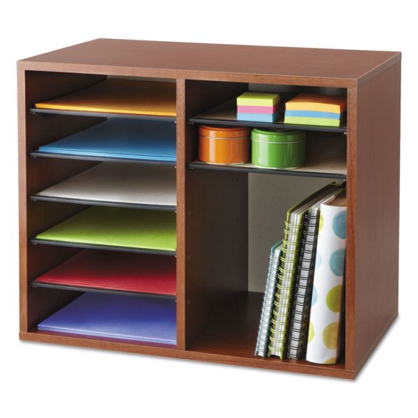 Fiberboard Literature Sorter, 12 Compartments, 19.63 x 11.88 x 16.13, Cherry - Image 3