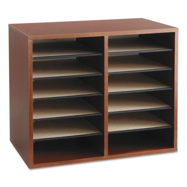 Fiberboard Literature Sorter, 12 Compartments, 19.63 x 11.88 x 16.13, Cherry - Image 8