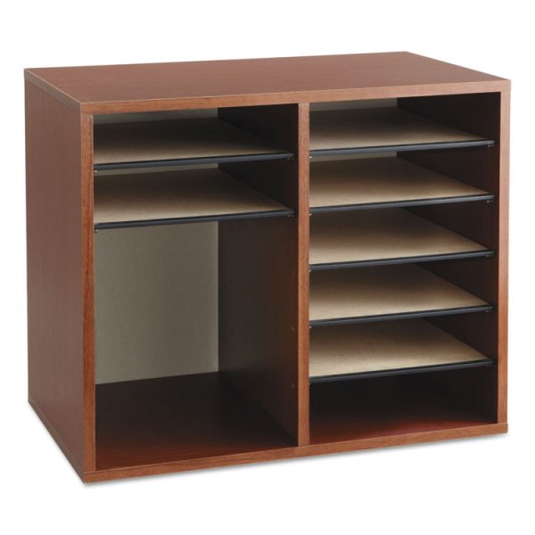 Fiberboard Literature Sorter, 12 Compartments, 19.63 x 11.88 x 16.13, Cherry - Image 6