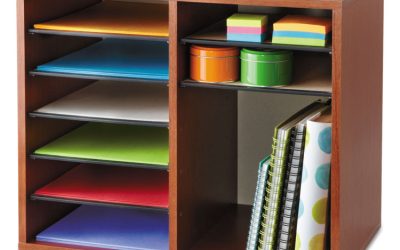 Fiberboard Literature Sorter, 12 Compartments, 19.63 x 11.88 x 16.13, Cherry