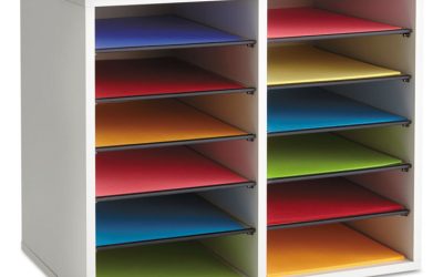 Fiberboard Literature Sorter, 12 Compartments, 19.63 x 11.88 x 16.13, Gray