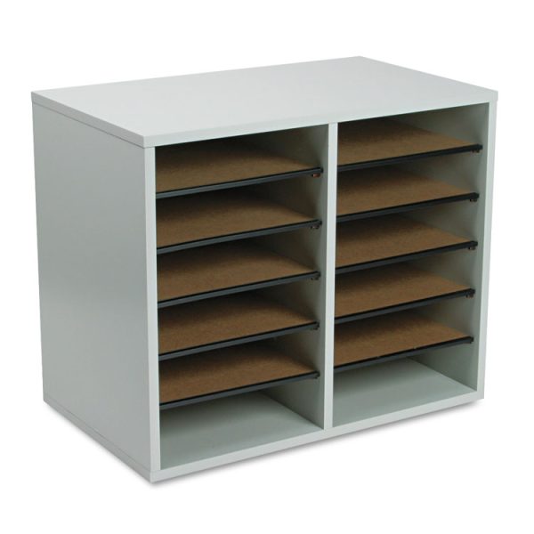 Fiberboard Literature Sorter, 12 Compartments, 19.63 x 11.88 x 16.13, Gray - Image 3