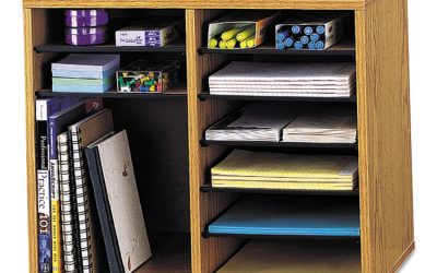 Wood/Fiberboard Literature Sorter, 12 Compartments, 19.63 x 11.88 x 16.13, Oak