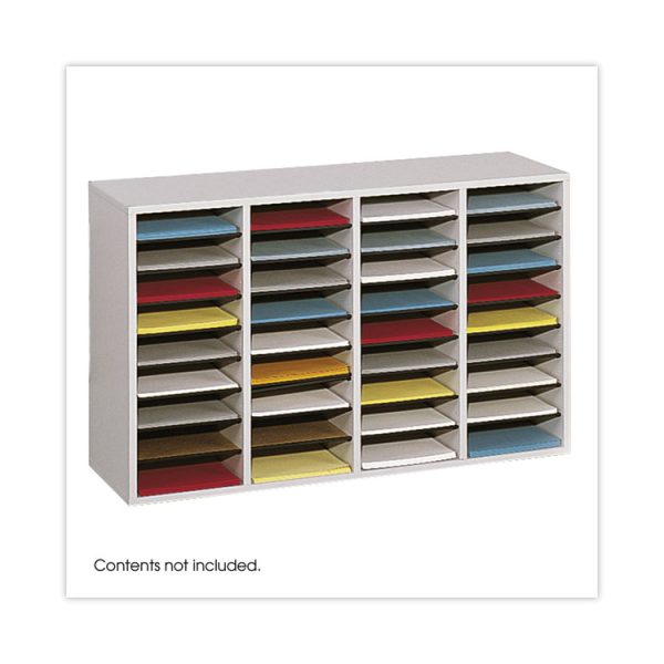 Wood/Laminate Literature Sorter, 36 Compartments, 39.25 x 11.75 x 24, Gray - Image 2