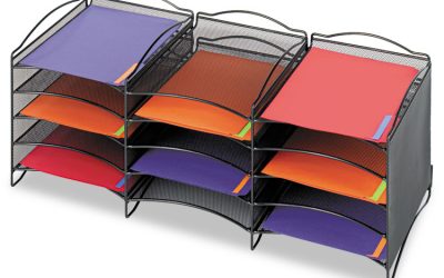 Onyx Steel Mesh Lliterature Sorter, 12 Compartments, 30 x 12.75 x 11.25, Black