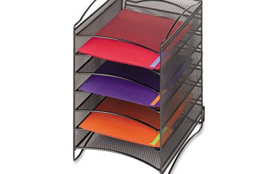 Onyx Steel Mesh Lliterature Sorter, Six Compartments, 10.25 x 12.75 x 15.25, Black