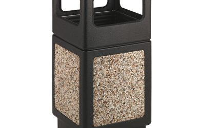 Canmeleon Aggregate Panel Receptacles, Side-Open, 38 gal, Polyethylene, Black