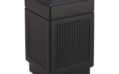 Canmeleon Recessed Panel Receptacles, Top-Open, 38 gal, Polyethylene, Black