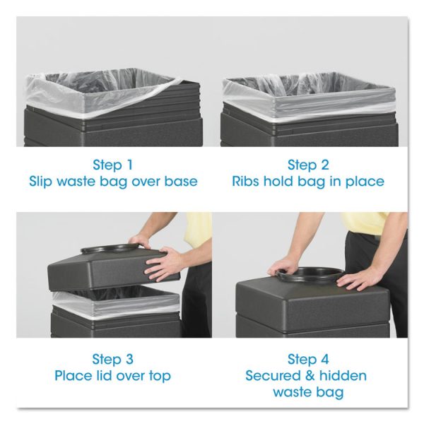 Canmeleon Recessed Panel Receptacles, Side-Open, 38 gal, Polyethylene, Black - Image 2