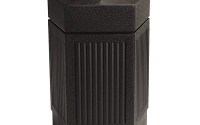 Canmeleon Indoor/Outdoor Pentagon Receptacle, 30 gal, Polyethylene, Black