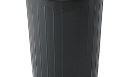 Round Wastebaskets, 6 gal, Steel, Black