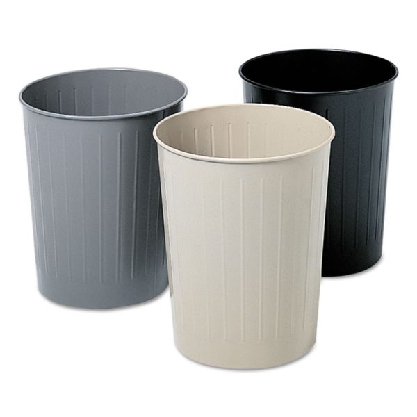 Round Wastebaskets, 6 gal, Steel, Black - Image 2