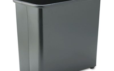 Square and Rectangular Wastebasket, 27.5 qt, Steel, Black