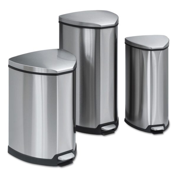 Step-On Receptacle, 4 gal, Stainless Steel, Chrome/Black - Image 2
