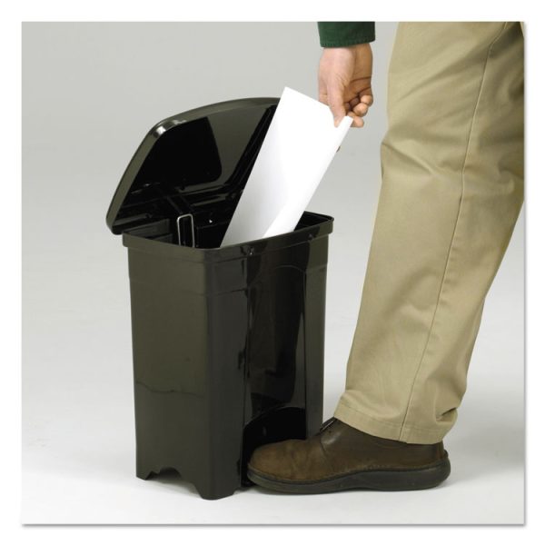 Plastic Step-On Receptacle, 4 gal, Plastic, Black - Image 3
