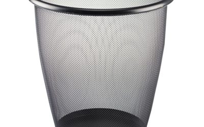 Onyx Round Mesh Wastebaskets, 5 gal, Steel Mesh, Black